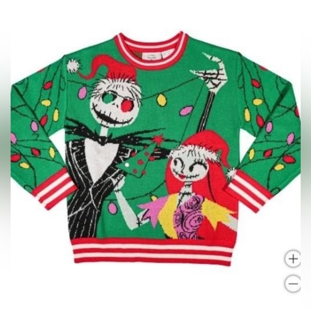 Disney Nightmare Before Christmas Green and Red Kids Holiday  Sweater